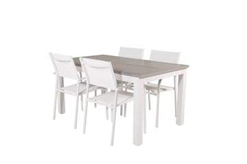 Albany Spisegruppe 150-210 cm Rektangulær med 4 Santorini Stoler - Grå - Hagemøbler & utemiljø - Hagegruppe - Spisegrupper hage