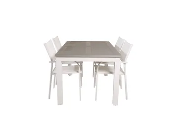 Albany Spisegruppe 150-210 cm Rektangulær med 4 Santorini Stoler - Grå - Hagemøbler & utemiljø - Hagegruppe - Spisegrupper hage
