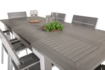 Albany Spisegruppe 150-210 cm Rektangulær med 6 Levels Stoler - Grå - Hagemøbler & utemiljø - Hagegruppe - Spisegrupper hage