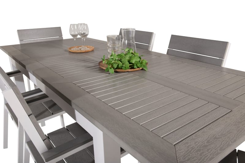 Albany Spisegruppe 150-210 cm Rektangulær med 6 Levels Stoler - Grå - Hagemøbler & utemiljø - Hagegruppe - Spisegrupper hage