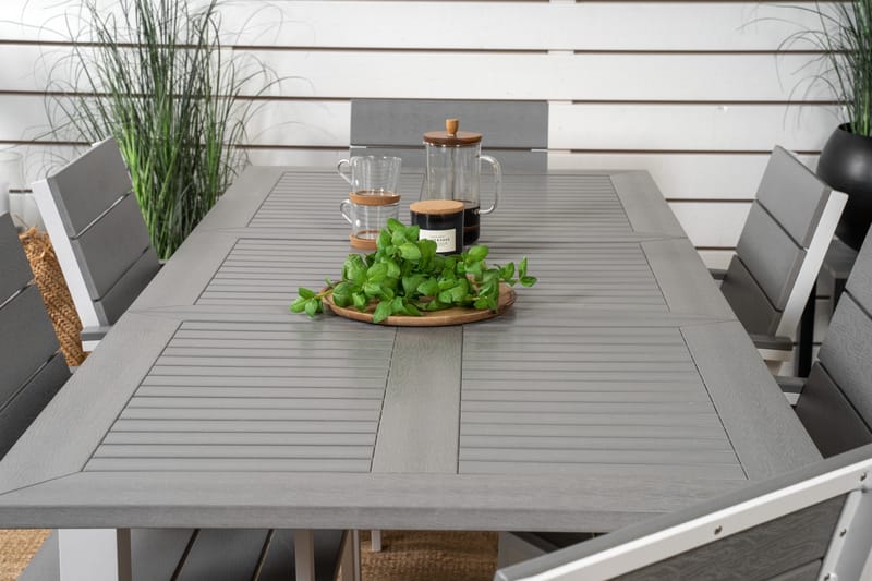 Albany Spisegruppe 150-210 cm Rektangulær med 6 Levels Stoler - Grå - Hagemøbler & utemiljø - Hagegruppe - Spisegrupper hage