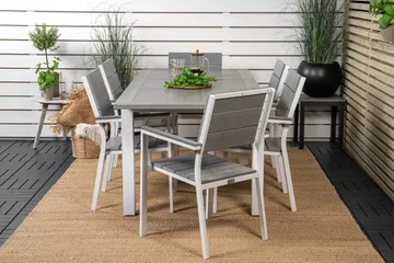 Albany Spisegruppe 150-210 cm Rektangulær med 6 Levels Stoler - Grå - Hagemøbler & utemiljø - Hagegruppe - Spisegrupper hage