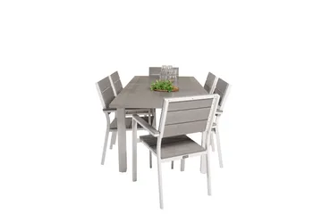 Albany Spisegruppe 150-210 cm Rektangulær med 6 Levels Stoler - Grå - Hagemøbler & utemiljø - Hagegruppe - Spisegrupper hage