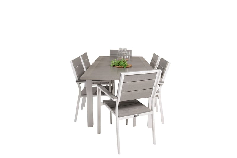 Albany Spisegruppe 150-210 cm Rektangulær med 6 Levels Stoler - Grå - Hagemøbler & utemiljø - Hagegruppe - Spisegrupper hage