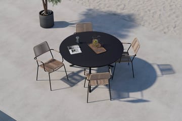 Alex Rundt Spisebord 140 cm med 4 Lindos Spisestoler - Svart - Hagemøbler & utemiljø - Hagegruppe - Spisegrupper hage