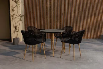 Anafi spisegruppe 80 cm med 4 stoler utendørs - Svart - Hagemøbler & utemiljø - Hagegruppe - Spisegrupper hage