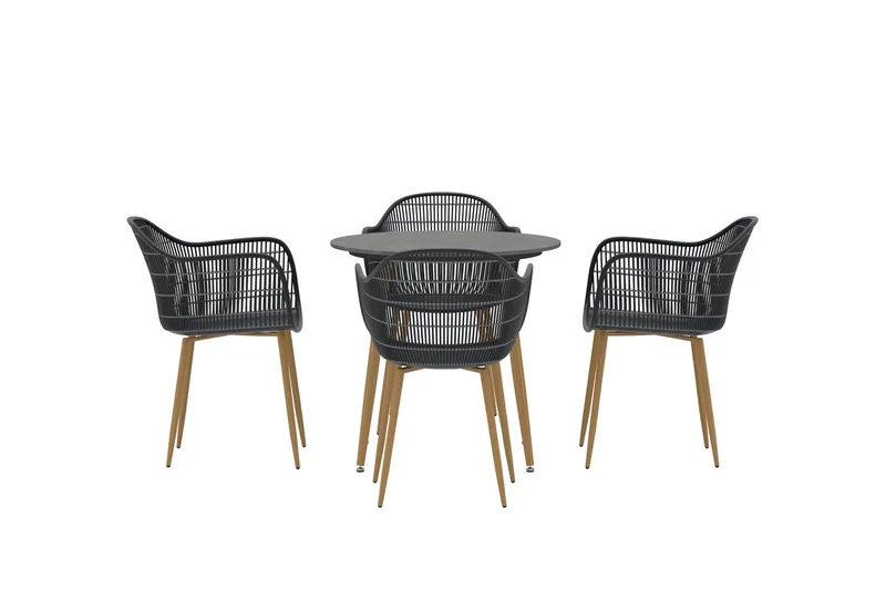 Anafi spisegruppe 80 cm med 4 stoler utendørs - Svart - Hagemøbler & utemiljø - Hagegruppe - Spisegrupper hage