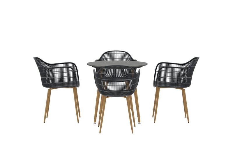 Anafi spisegruppe 80 cm med 4 stoler utendørs - Svart - Hagemøbler & utemiljø - Hagegruppe - Spisegrupper hage