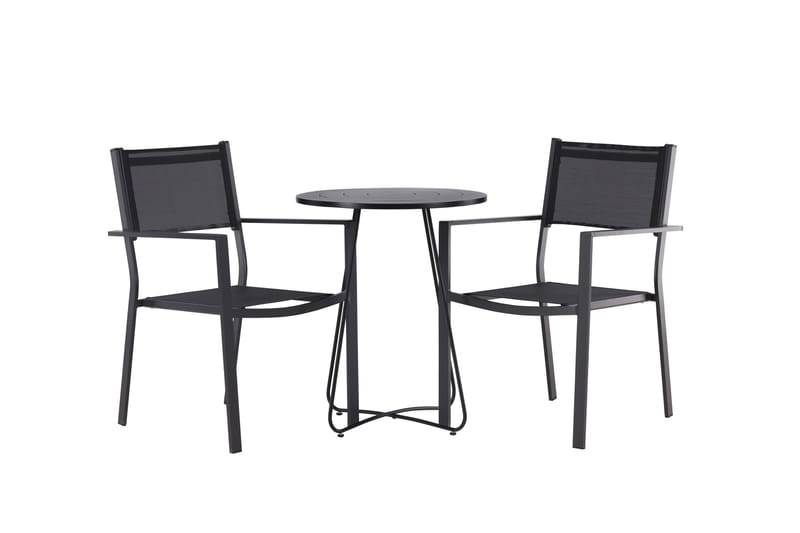 Bacong Spisegruppe 60 cm Rund med 2 Copacabana Stoler - Svart - Hagemøbler & utemiljø - Hagegruppe - Spisegrupper hage