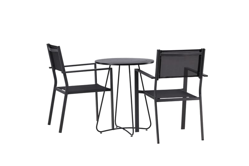 Bacong Spisegruppe 60 cm Rund med 2 Copacabana Stoler - Svart - Hagemøbler & utemiljø - Hagegruppe - Spisegrupper hage