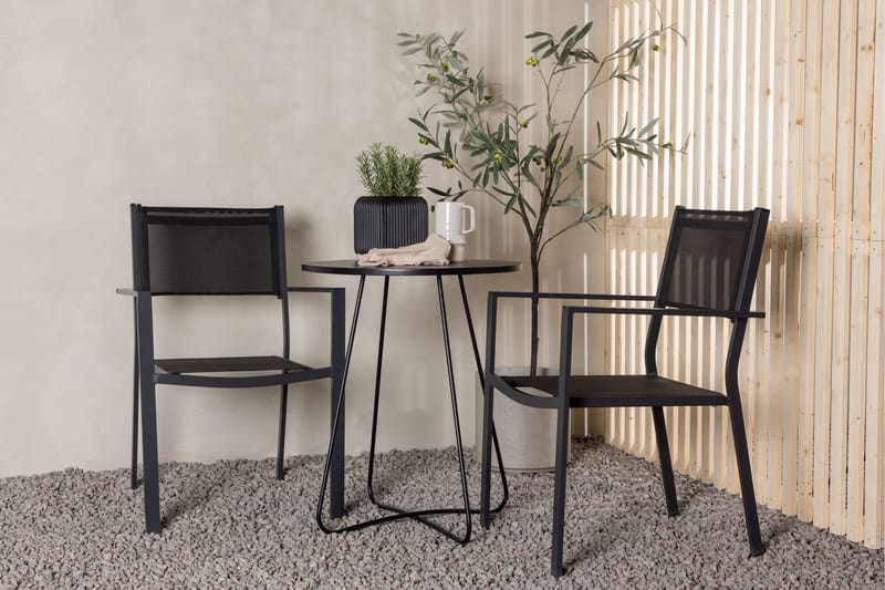 Bacong Spisegruppe 60 cm Rund med 2 Copacabana Stoler - Svart - Hagemøbler & utemiljø - Hagegruppe - Spisegrupper hage