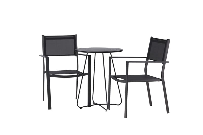 Bacong Spisegruppe 60 cm Rund med 2 Copacabana Stoler - Svart - Hagemøbler & utemiljø - Hagegruppe - Spisegrupper hage