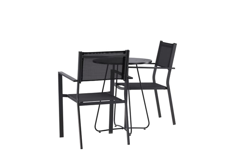 Bacong Spisegruppe 60 cm Rund med 2 Copacabana Stoler - Svart - Hagemøbler & utemiljø - Hagegruppe - Spisegrupper hage