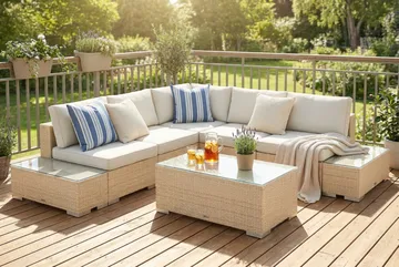 Bahamas Hjørnesofa (Vendbar) Åpen Ende inkl. Endedel 5-seter – Bord uten Hylle - Hagemøbler & utemiljø - Loungemøbler - Loungegrupper