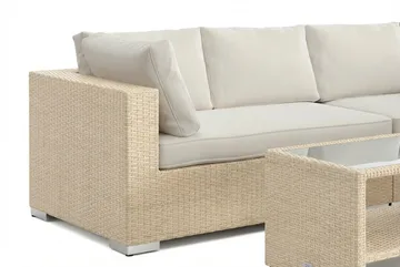 Bahamas L-formet utesofa høyre, 6-seters med bord og hylle - Beige - Hagemøbler & utemiljø - Loungemøbler - Loungegrupper