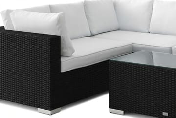 Bahamas L-formet utesofa høyre, 6-seters med bord - Svart - Hagemøbler & utemiljø - Loungemøbler - Loungegrupper