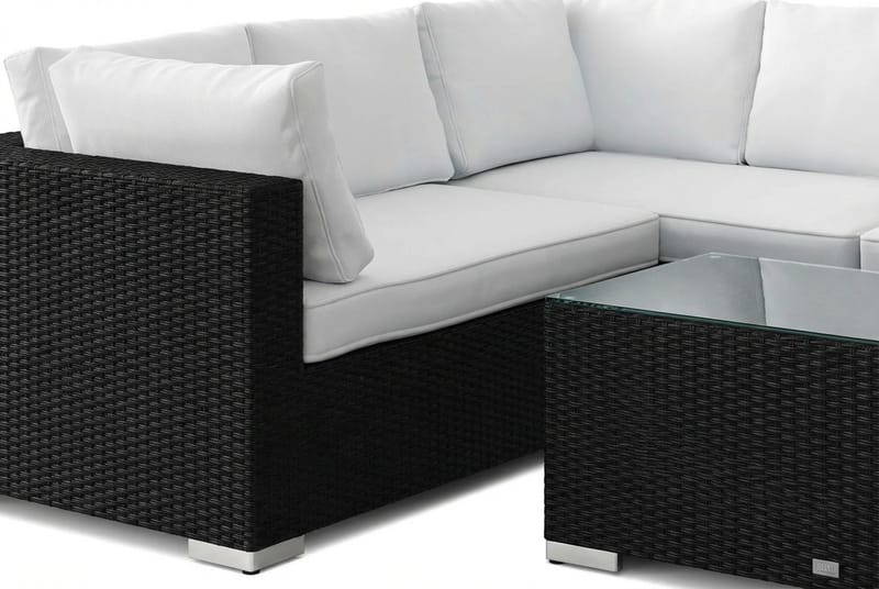 Bahamas L-formet utesofa høyre, 6-seters med bord - Svart - Hagemøbler & utemiljø - Loungemøbler - Loungegrupper