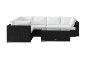 Bahamas L-formet utesofa høyre, 6-seters med bord - Svart - Hagemøbler & utemiljø - Loungemøbler - Loungegrupper