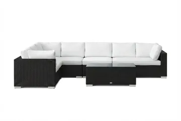 Bahamas L-formet utesofa høyre, 7-seters med bord - Svart - Hagemøbler & utemiljø - Loungemøbler - Loungegrupper