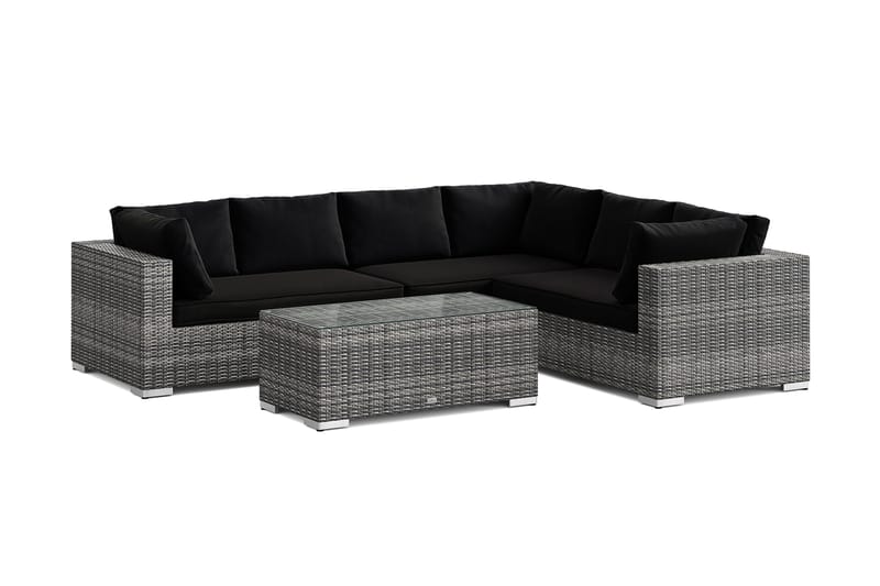 Bahamas L-formet utesofa venstre, 6-seters med bord, Grå