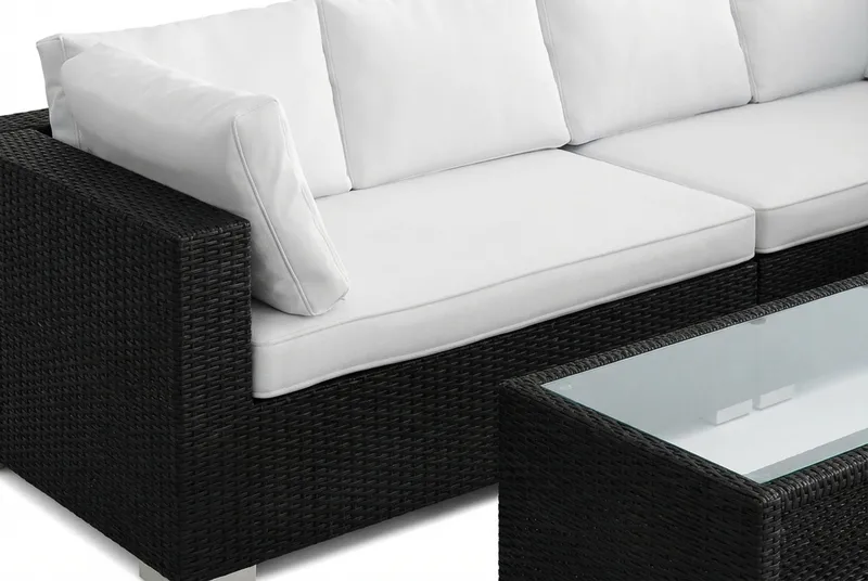 Bahamas L-formet utesofa venstre, 6-seters med bord og hylle - Svart - Hagemøbler & utemiljø - Loungemøbler - Loungegrupper