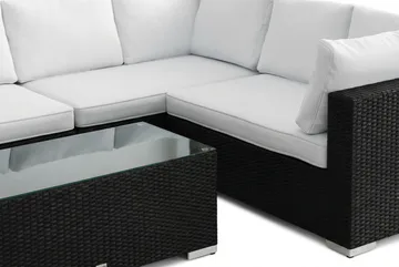 Bahamas L-formet utesofa venstre, 6-seters med bord - Svart - Hagemøbler & utemiljø - Loungemøbler - Loungegrupper