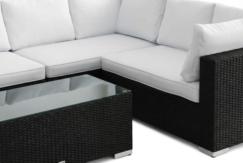 Bahamas L-formet utesofa venstre, 6-seters med bord - Svart - Hagemøbler & utemiljø - Loungemøbler - Loungegrupper