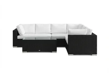 Bahamas L-formet utesofa venstre, 6-seters med bord - Svart - Hagemøbler & utemiljø - Loungemøbler - Loungegrupper