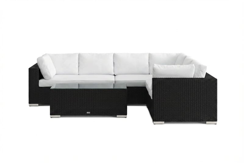 Bahamas L-formet utesofa venstre, 6-seters med bord - Svart - Hagemøbler & utemiljø - Loungemøbler - Loungegrupper