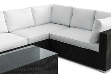 Bahamas L-formet utesofa venstre, 7-seters med bord - Svart - Hagemøbler & utemiljø - Loungemøbler - Loungegrupper