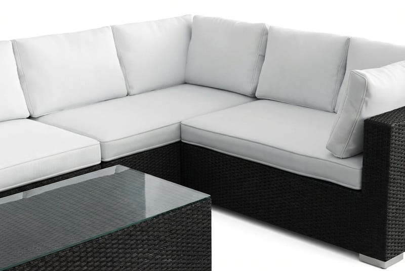 Bahamas L-formet utesofa venstre, 7-seters med bord - Svart - Hagemøbler & utemiljø - Loungemøbler - Loungegrupper