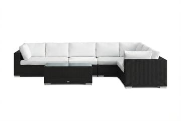 Bahamas L-formet utesofa venstre, 7-seters med bord - Svart - Hagemøbler & utemiljø - Loungemøbler - Loungegrupper