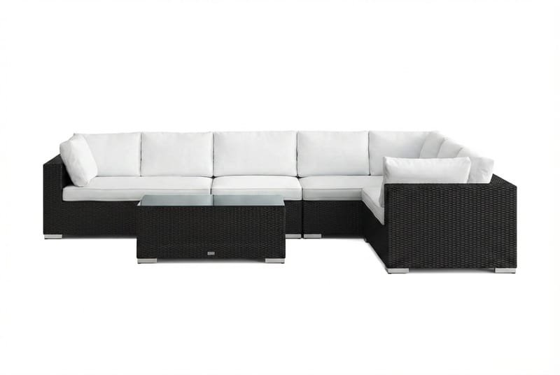 Bahamas L-formet utesofa venstre, 7-seters med bord - Svart - Hagemøbler & utemiljø - Loungemøbler - Loungegrupper