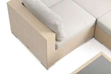 Bahamas U-formet utendørs loungegruppe 7-seters med vendbar divan og bord med hylle - Beige - Hagemøbler & utemiljø - Loungemøbler - Loungegrupper