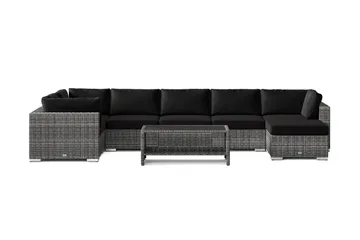 Bahamas U-formet utendørs loungegruppe 7-seters med vendbar divan og bord med hylle - Grå - Hagemøbler & utemiljø - Loungemøbler - Loungegrupper