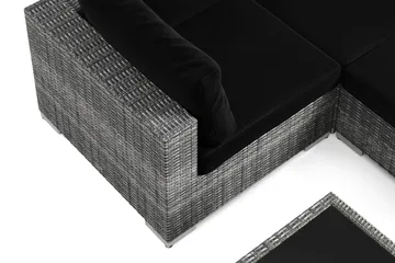 Bahamas U-formet utendørs loungegruppe 7-seters med vendbar divan og bord med hylle - Grå - Hagemøbler & utemiljø - Loungemøbler - Loungegrupper