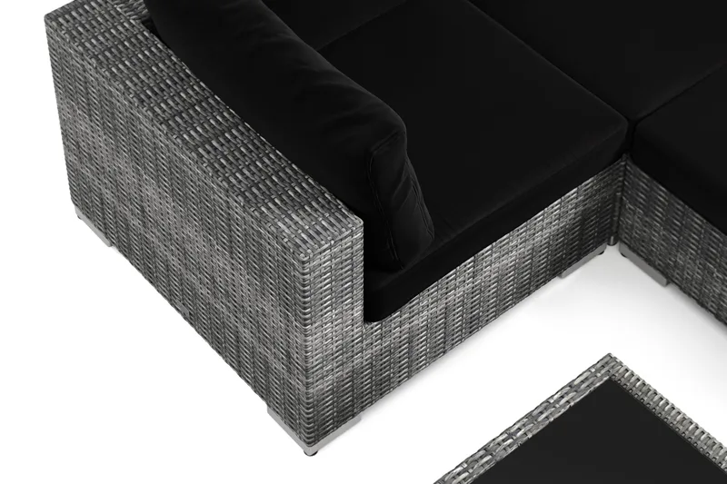 Bahamas U-formet utendørs loungegruppe 7-seters med vendbar divan og bord med hylle - Grå - Hagemøbler & utemiljø - Loungemøbler - Loungegrupper