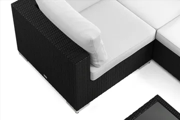 Bahamas U-formet utendørs loungegruppe 7-seters med vendbar divan og bord med hylle - Svart - Hagemøbler & utemiljø - Loungemøbler - Loungegrupper