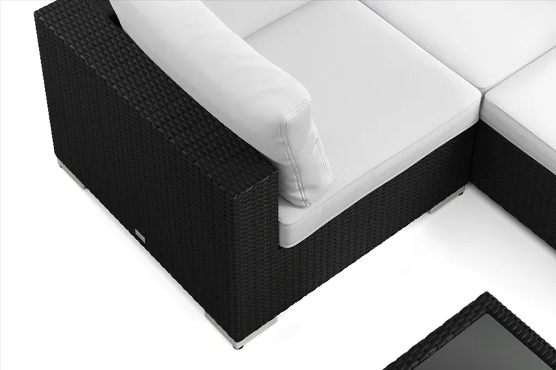 Bahamas U-formet utendørs loungegruppe 7-seters med vendbar divan og bord med hylle - Svart - Hagemøbler & utemiljø - Loungemøbler - Loungegrupper