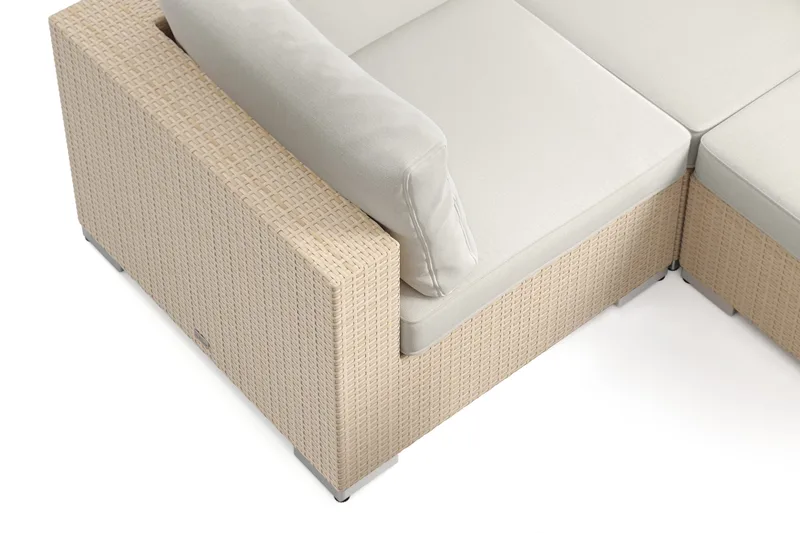 Bahamas U-formet utendørs loungegruppe 8-seters med vendbar divan og bord - Beige - Hagemøbler & utemiljø - Loungemøbler - Loungegrupper