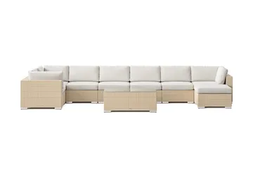 Bahamas U-formet utendørs loungegruppe 8-seters med vendbar divan og bord - Beige - Hagemøbler & utemiljø - Loungemøbler - Loungegrupper