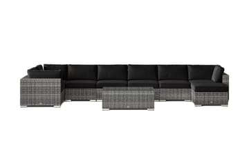 Bahamas U-formet utendørs loungegruppe 8-seters med vendbar divan og bord - Grå - Hagemøbler & utemiljø - Loungemøbler - Loungegrupper