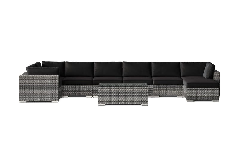 Bahamas U-formet utendørs loungegruppe 8-seters med vendbar divan og bord - Grå - Hagemøbler & utemiljø - Loungemøbler - Loungegrupper