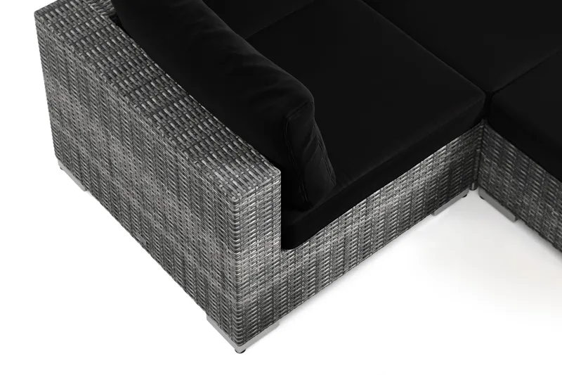 Bahamas U-formet utendørs loungegruppe 8-seters med vendbar divan og bord med hylle - Grå - Hagemøbler & utemiljø - Loungemøbler - Loungegrupper