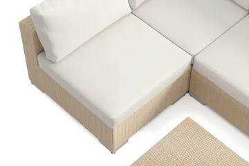 Bahamas U-formet utendørs loungegruppe med åpen avslutning, 6-seters med bord - Beige - Hagemøbler & utemiljø - Loungemøbler - Loungegrupper