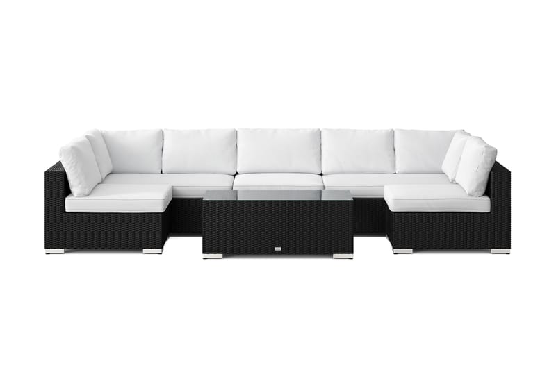 Bahamas U-formet utendørs loungegruppe med åpen avslutning, 7-seters med bord - Svart - Hagemøbler & utemiljø - Loungemøbler - Loungegrupper