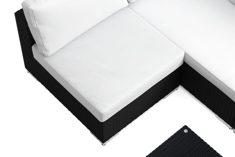 Bahamas U-formet utendørs loungegruppe med åpen avslutning, 7-seters med bord - Svart - Hagemøbler & utemiljø - Loungemøbler - Loungegrupper