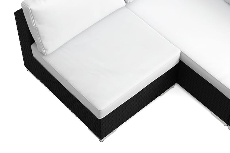 Bahamas U-formet utendørs loungegruppe med åpen avslutning, 8-seters med bord og hylle - Svart - Hagemøbler & utemiljø - Loungemøbler - Loungegrupper