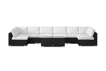 Bahamas U-formet utendørs loungegruppe med åpen avslutning, 8-seters med bord - Svart - Hagemøbler & utemiljø - Loungemøbler - Loungegrupper