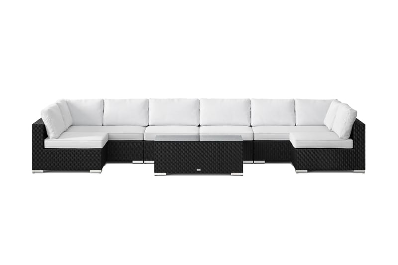 Bahamas U-formet utendørs loungegruppe med åpen avslutning, 8-seters med bord - Svart - Hagemøbler & utemiljø - Loungemøbler - Loungegrupper